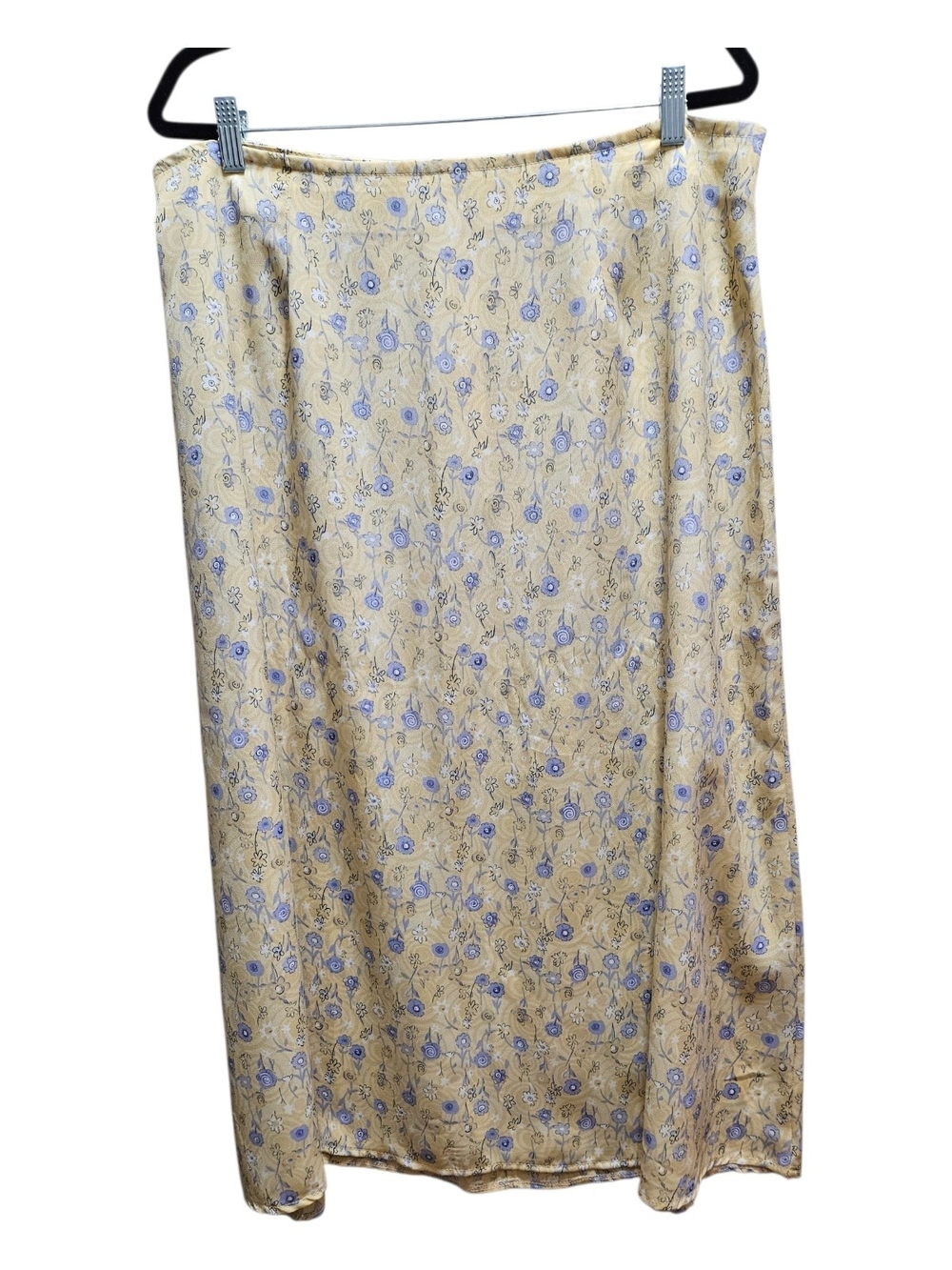 Vintage A-line Flowy Maxi Floral Skirt Butter Yellow Romantic Boho Cottagecore
